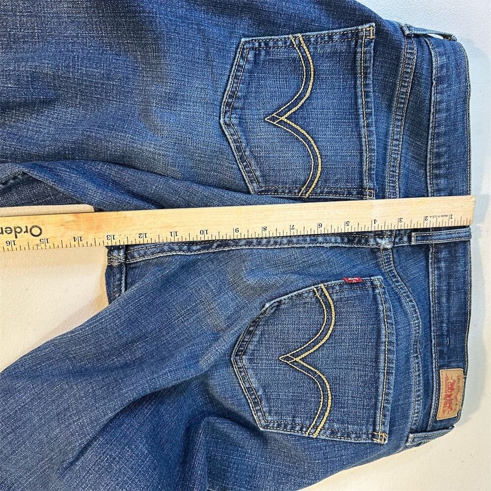 Levi's Women's Too Super Low 524 Bootcut Jeans Size 13 Blue Dark Wash - Picture 12 of 15